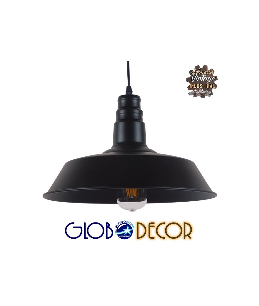 GLOBOSTAR® RAY 01049 Vintage Κρεμαστό Φωτιστικό Οροφής με Ντουί 1 x E27 AC 220-240V IP20 - Μαύρο - Μ36 x Π36 x Υ25cm